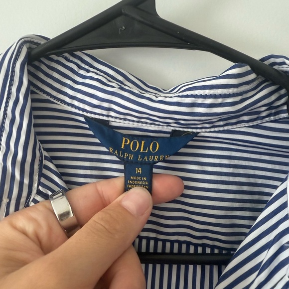 Polo by Ralph Lauren Navy and White Striped Shirt - Picture 2 of 4